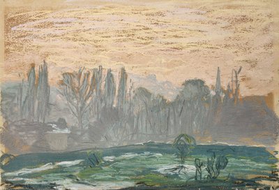 夕方の空のある冬景色 作： Claude Monet