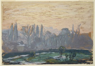 夕空と冬景色 1870-80年頃 （紙にパステル・チョーク） 作： Claude Monet