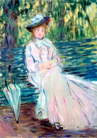 ベンチに座った女、c1874 作： Claude Monet