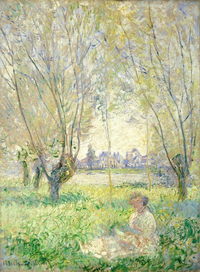柳の下に座る女 作： Claude Monet