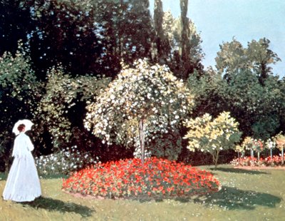 庭の女、サントドレス、1867 作： Claude Monet