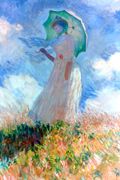 左を向いた傘を持つ女性、1886 作： Claude Monet