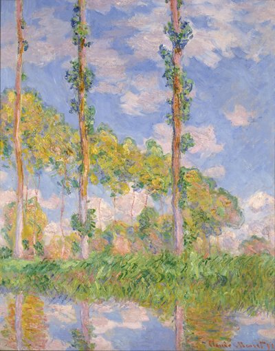 太陽の下でポプラ 作： Claude Monet