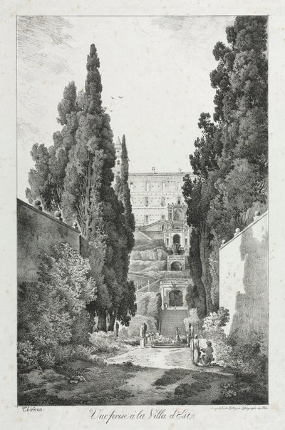 ヴィラデエステ、チボリ、1817年に表示します。 作： Claude Thienon