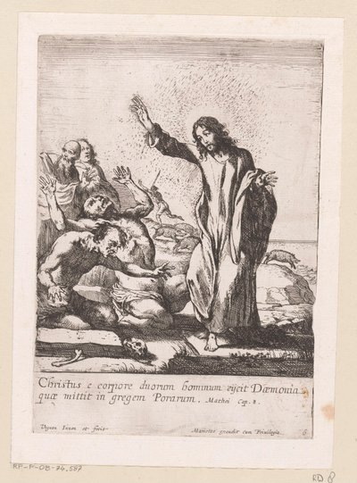 キリストは、憑依された 2 つの悪霊を解放します Miracula Domini Nostri Jesu Christi (シリーズタイトル) キリストの奇跡（シリーズタイトル） 作： Claude Vignon