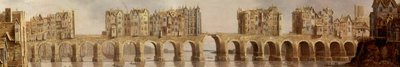 1632年の油絵の古いロンドン橋の詳細ロンドン橋の眺め 作： Claude de Jongh