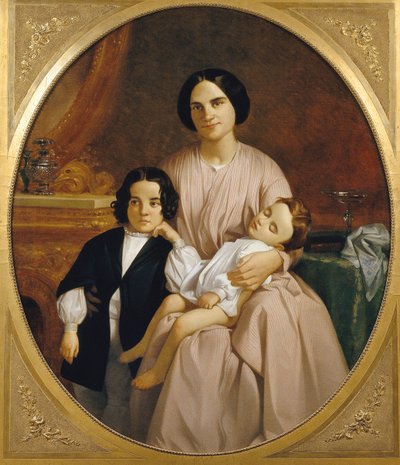 画家の妻と子供たちの肖像 作： Claudi Lorenzale