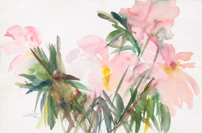 牡丹、1987年（紙に水彩） 作： Claudia Hutchins Puechavy