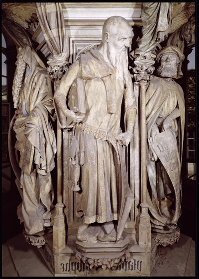 モーゼの井戸、六角形の台座からのイザヤの詳細、1395-1404石 作： Claus and Malouel, Jean Sluter