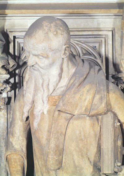 モーゼの井戸、六角形の台座からのイザヤの詳細、1395-1404石 作： Claus and Malouel, Jean Sluter