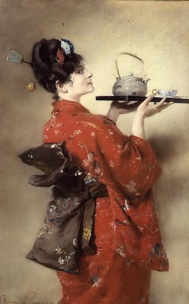 和服を着たヨーロッパ女性の肖像 作： Clemens von Pausinger