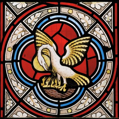 信仰心のペリカン、1866年頃（ステンドグラス） 作： Clement James Heaton