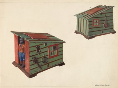 銀行：フィギュアのあるおもちゃの建物 作： Clementine Fossek