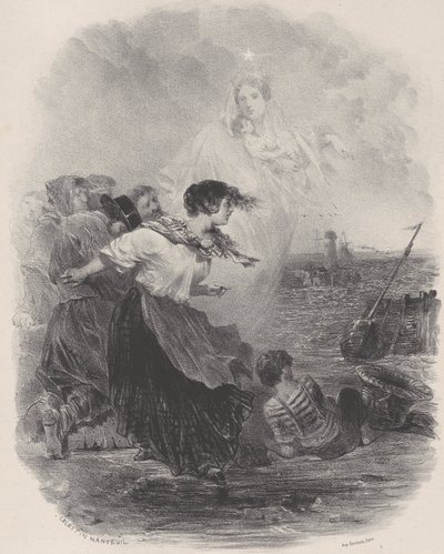 マドンナと一緒に船を指差す海辺の女性, ca. 1848-62。 作： Célestin Nanteuil
