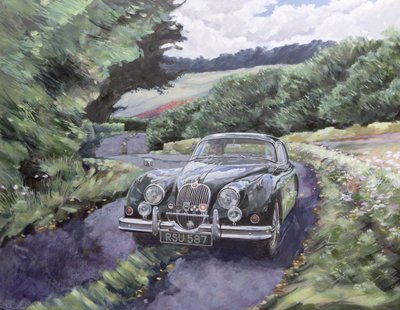ジャガーXK150クルージング 作： Clive Metcalfe