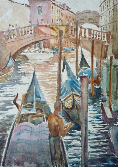 ため息橋、2020年（水彩画） 作： Clive Wilson
