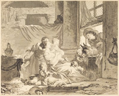 農家の家族 作： Clément Pierre Marillier after Jean Honoré Fragonard