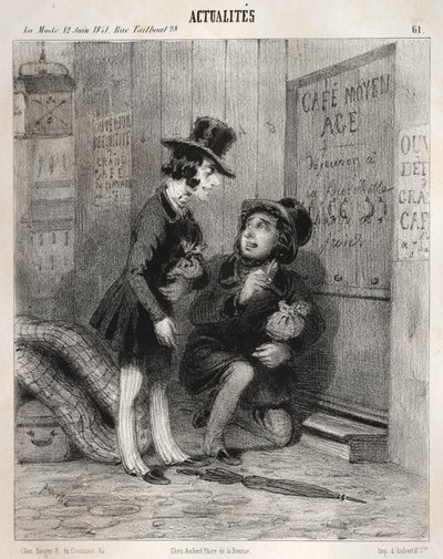 ニュース：おいおい！これが今日のビジネス方法です。情熱について...、1841年。 作： Clémente Pruche