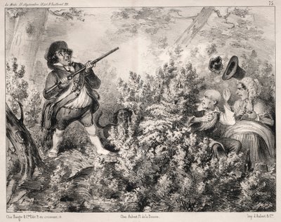 ニュース：狩猟オープニング、1840年。 作： Clémente Pruche