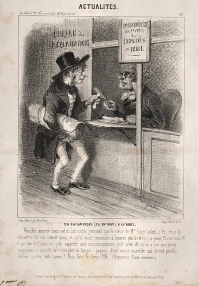 ニュース：おしゃれな慈善家、1841年。 作： Clémente Pruche