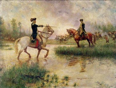 ワシントンのリーの叱責 (パネルに油彩) 作： Clyde Osmer Deland