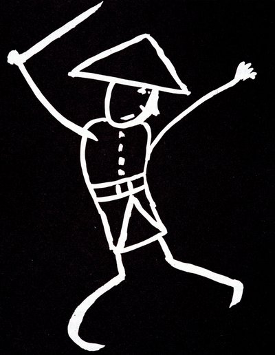 帽子をかぶったキャラクターで、制服を着て振り回されます。 Emile Cohl (1857-1938) が黒地に白で描いたアニメ。 作： Cohl