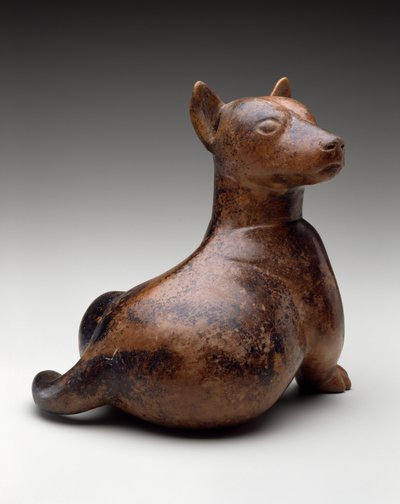 半着座の犬、メキシコ、プロトクラシック、100 BC-AD 300（陶器） 作： Colima Culture