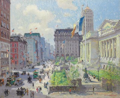 ニューヨーク公立図書館（キャンバスに油彩） 作： Colin Campbell Cooper