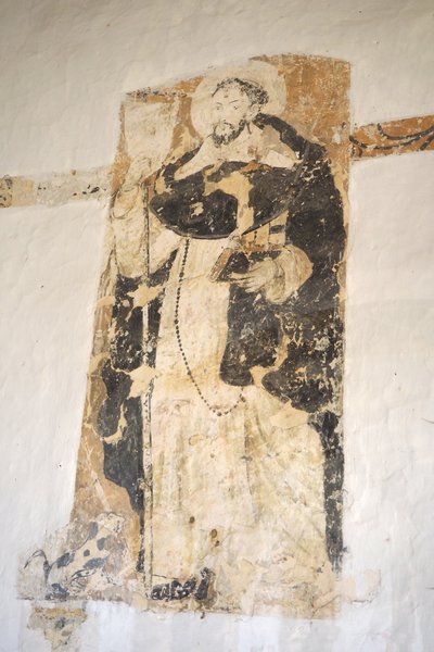 サント・ドミンゴ・デ・グスマンの壁画、18世紀、サント・エッチェ・ホリオ修道院、バリチャラ、コロンビア（新鮮） 作： Colombian School