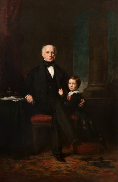 キャッスルトンのウィリアム・フォーブスと彼の息子ウィリアム、1855年頃（キャンバスに油彩） 作： Colvin Smith