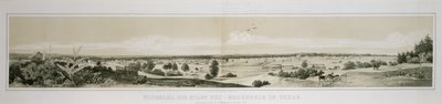 1847年の夏に南西側から撮影したテキサス州ニューブラウンフェルズの街のパノラマ 作： Conrad Caspar (after) Rordorf