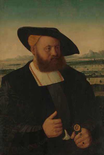 彼の印環にムーア人の頭を持つ男の肖像。 作： Conrad Faber von Creuznach
