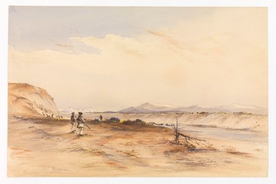 サンタ・クルス川での狩猟、1878年頃（水彩画） 作： Conrad Martens