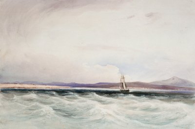 フォークランド諸島バークレー海峡を走る調査船HMSビーグル号 作： Conrad Martens