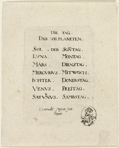 タイトルページ、『Der VII Planeten』より 作： Conrad Meyer