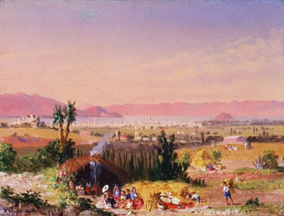 野営地のあるメキシコシティの風景 作： Conrad Wise Chapman