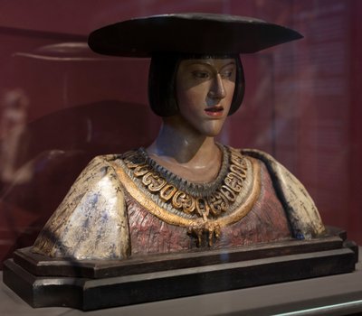 シャルル5世の胸像 コンラッド・マイト（？）1520-1530年（テラコッタと木） 作： Conrat Meit