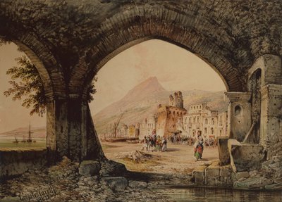 A Village Assembly、イタリア（鉛筆と水彩） 作： Consalvo Carelli