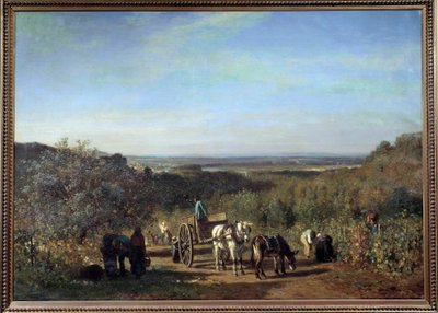 セーヌ河畔の収穫風景 a Suresnes コンスタン・トロヨン(1810-1865)の絵画 19世紀 Sun.0.97x1.39 m パリ、オルセー美術館 作： Constant Emile Troyon