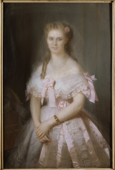 ブロシャール、コンスタント・ジョセフ（1816-1889）による「クリスティン・ニルソン（1843-1921）の肖像」。厚紙にパステル。サイズ：117x80cmストックホルム国立博物館 作： Constant Joseph Brochart