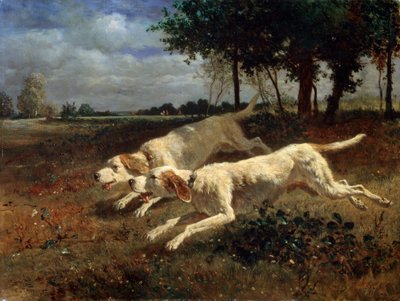 走る犬、1853年。 作： Constant Troyon