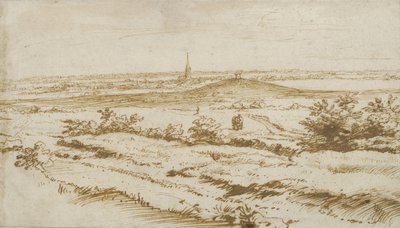1680年のAppeldoorn近くの風景（ペンと茶色のインク） 作： Constantijn the Younger Huygens