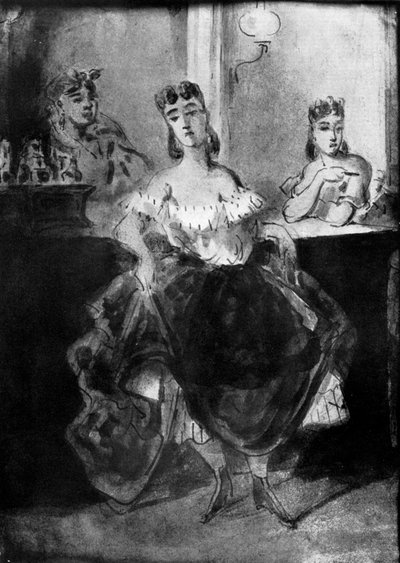 カウンターの前で踊る女性、19世紀、1930年。 作： Constantin Guys