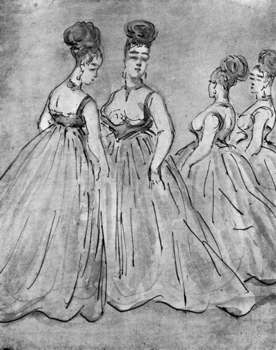 4人の女性、19世紀、1930 作： Constantin Guys