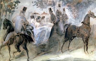 エレガントな馬とライダー、c1822-1892 作： Constantin Guys