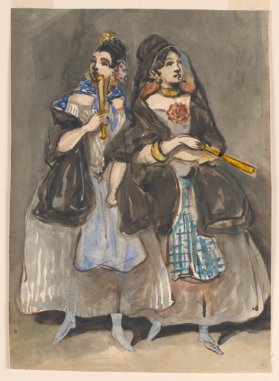 散歩する 2 人のスペイン人女性 作： Constantin Guys