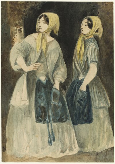 黄色のハンカチの 2 人の女性 作： Constantin Guys