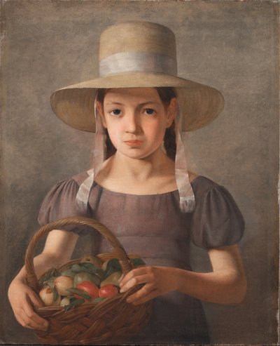 バスケットに果物を持つ少女 作： Constantin Hansen