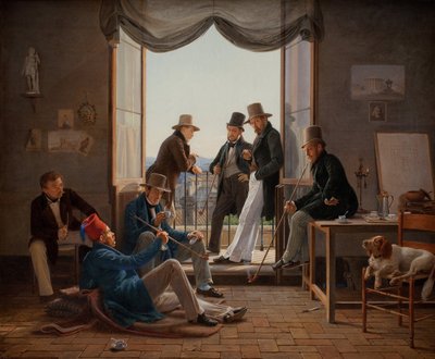 ローマのデンマーク人アーティストのグループ、1837 作： Constantin Hansen