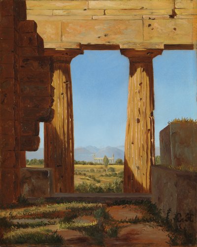 ペストゥムのネプチューン神殿の柱、1838年。 作： Constantin Hansen